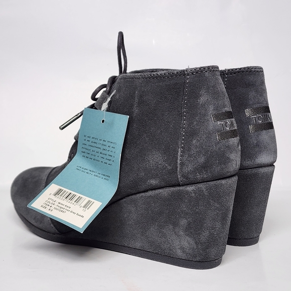 NEW TOMS Suede Wedge Booties size 9.5 - Picture 3 of 10